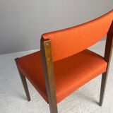 Set of 4 1960’s mid century dining chairs with orange fabric upholstery