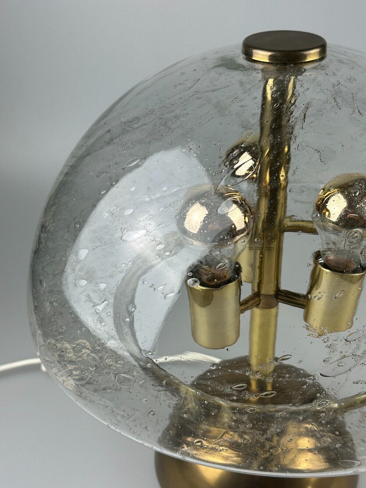 60s 70s table lamp by Doria Leuchten Germany glass brass Space Age