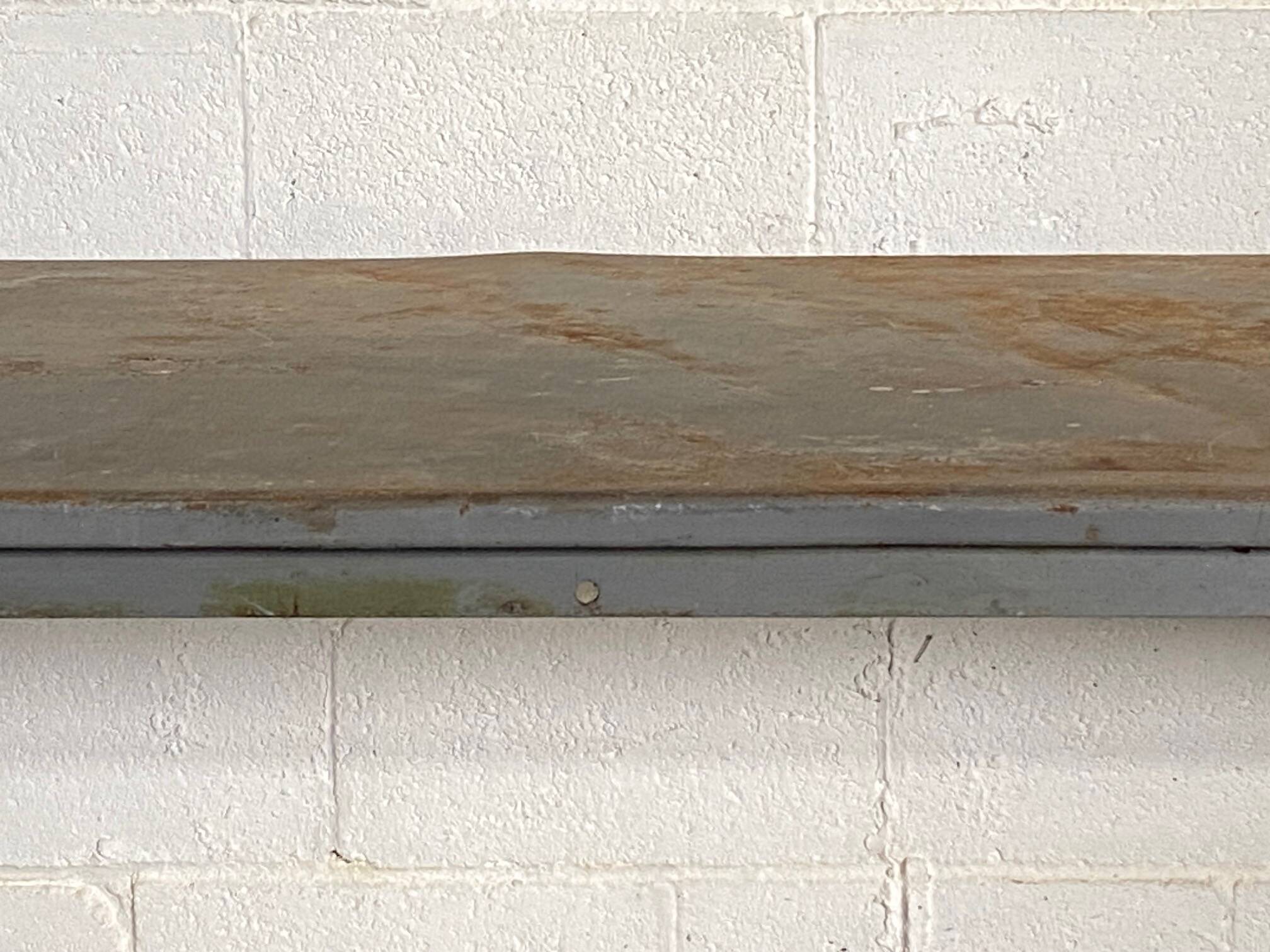 Vintage industrial gray metal dining table 1950