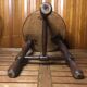 Vintage turned wood tripod milking stool #a579
