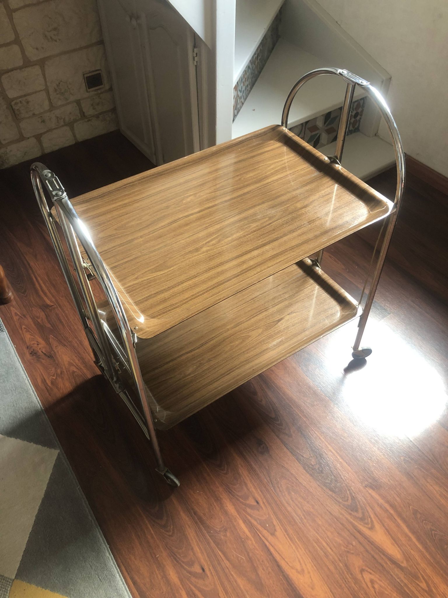 Vintage foldable modular table in formica with chrome legs.