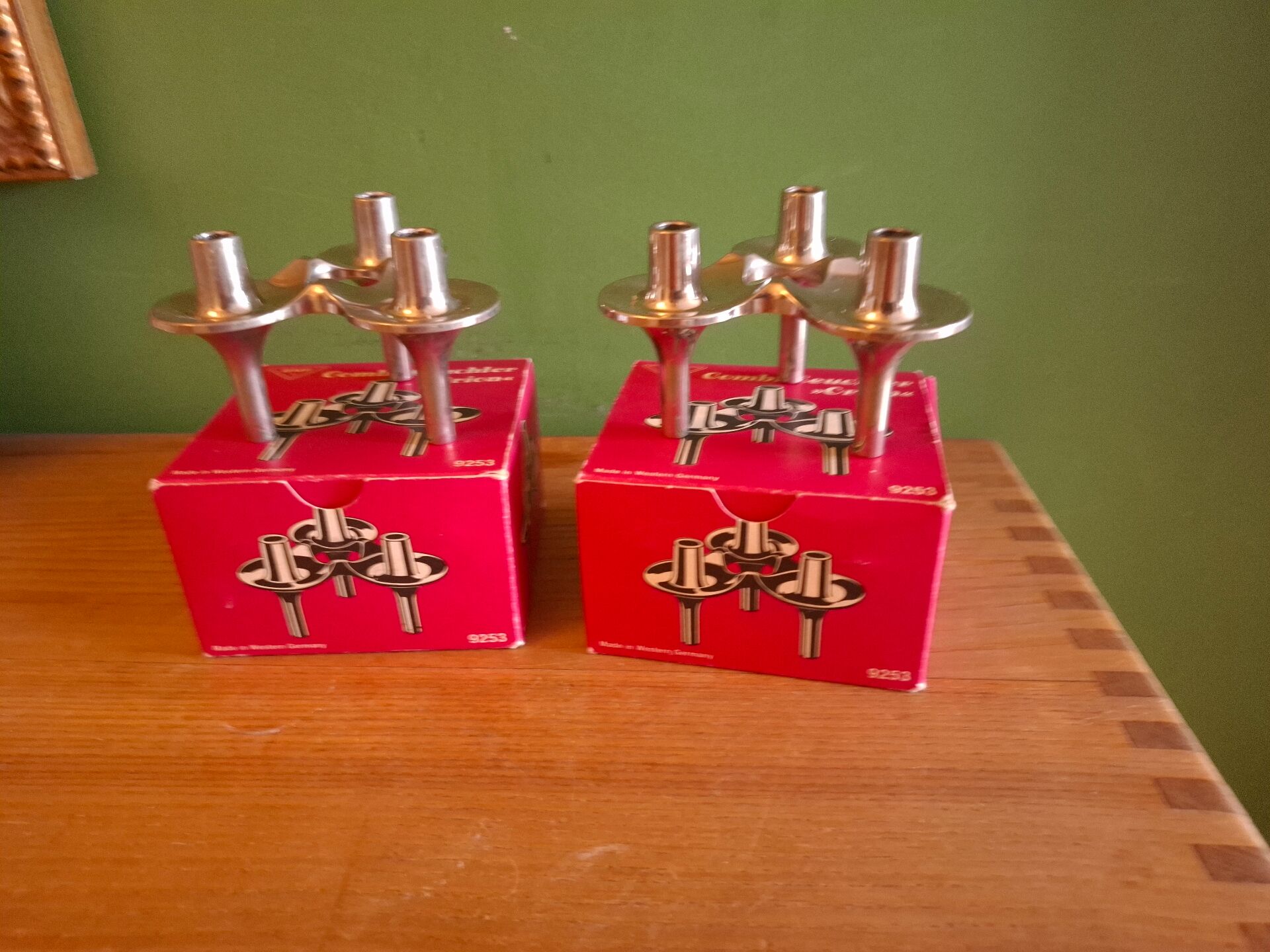 Two vintage BMF candlesticks in boxes.
