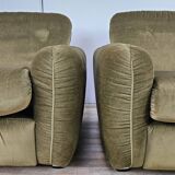 Pair of vintage armchairs from the 70s in green fabric, 1970