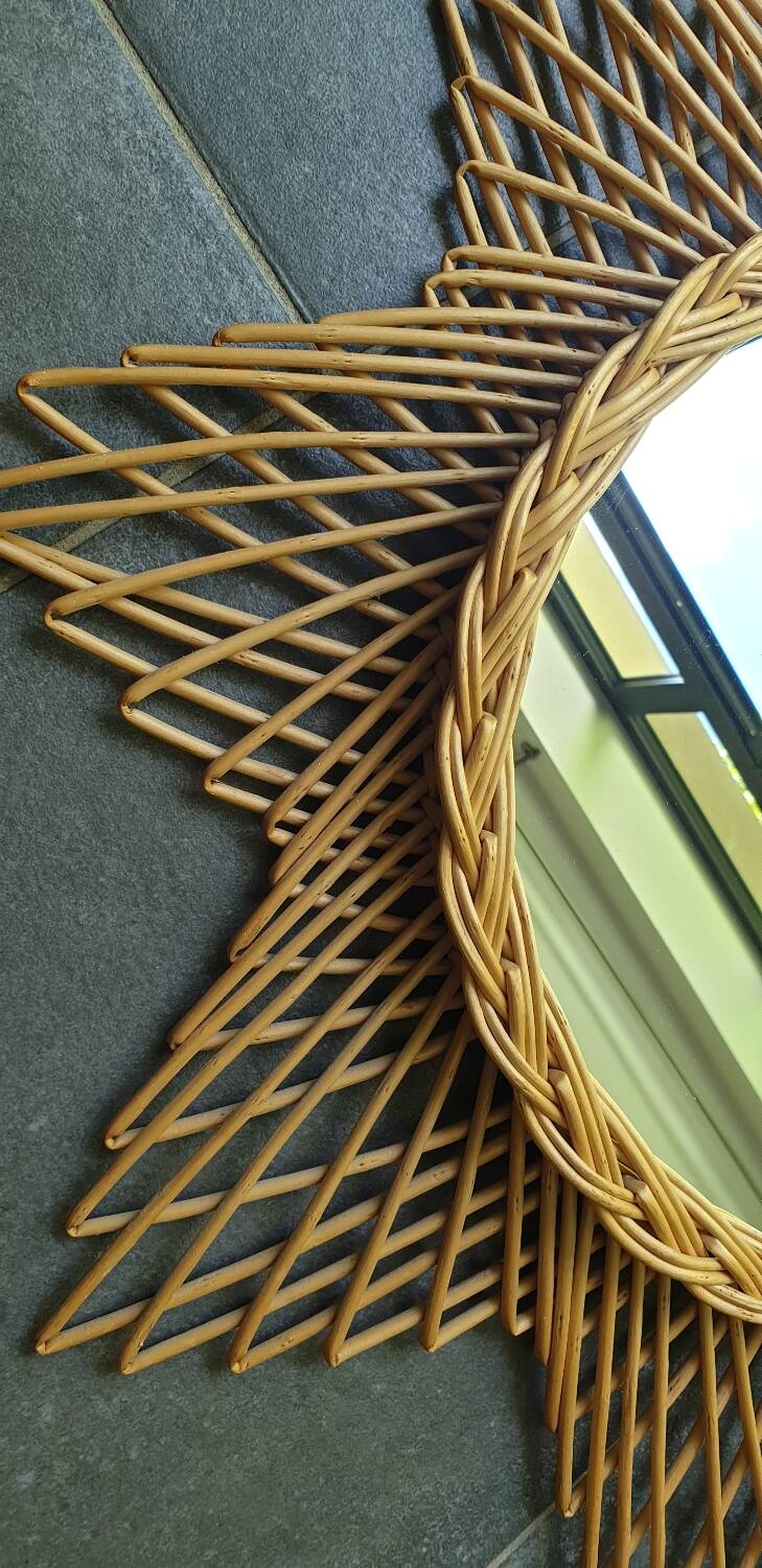 Rattan sun mirror 60 cm