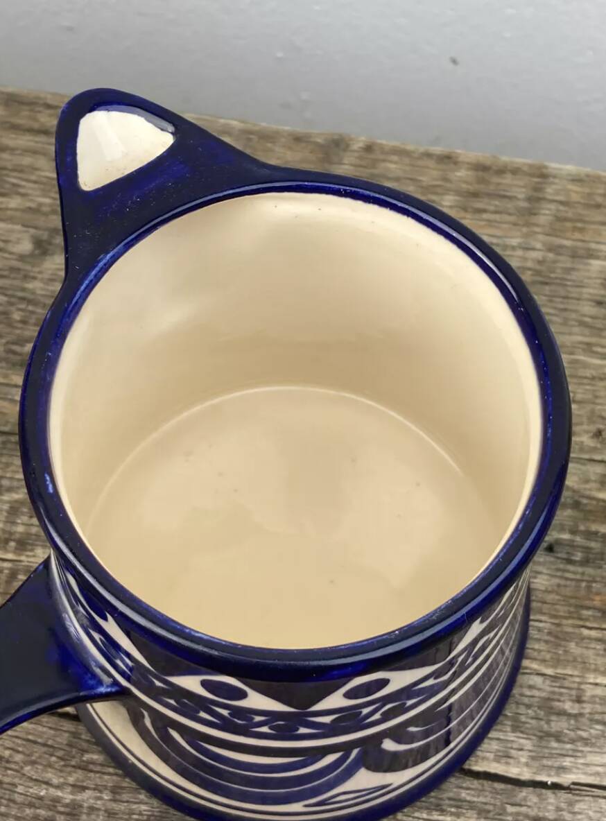 Blue and white ceramic teapot