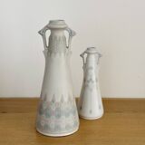 Pair of soliflore vases - Art Nouveau - Marked Marmorzellan on the reverse