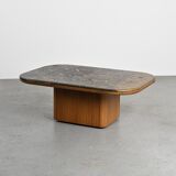 Fossil stone coffee table, Fossile collection, Switzerland, circa 1980.