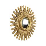 Large Gold Sun Mirror Sunburst Resine Convex 56cm