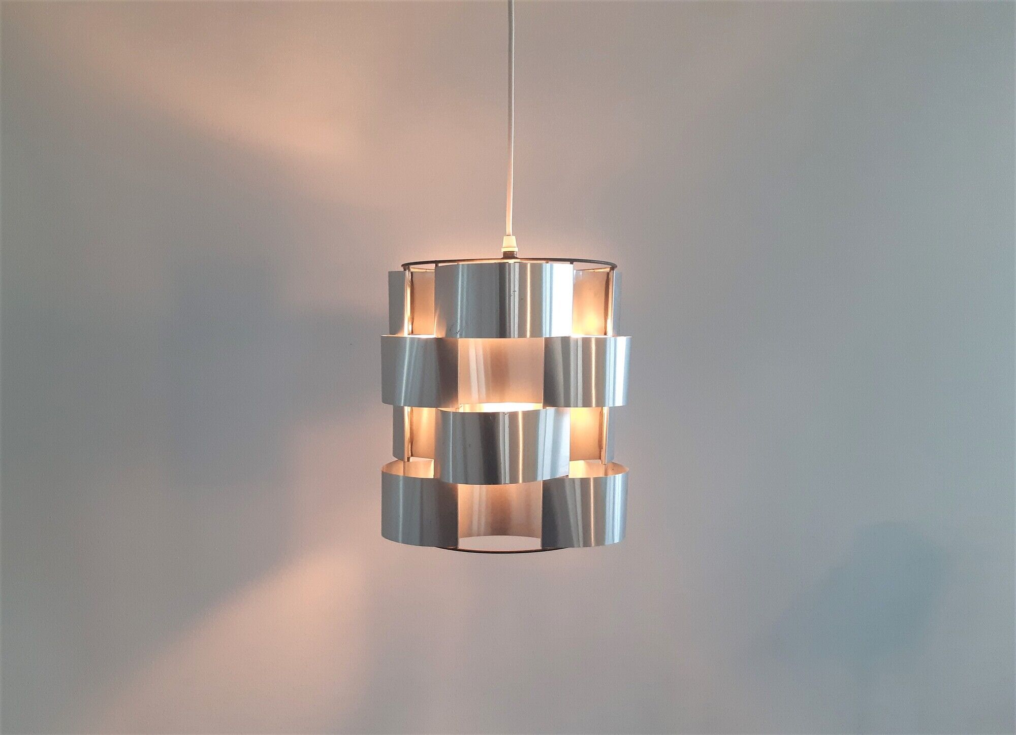 Aluminum pendant lamp by Max Sauze, France 1970's