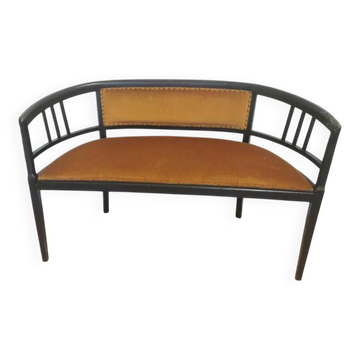 Vintage Art Nouveau Bentwood Bench: Cushioned 1950s Seating
