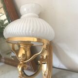 Applique vintage laiton et opaline