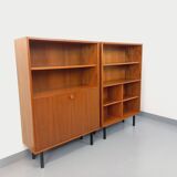 Modular vintage shelf bookcase in modern Scandinavian style in teak
