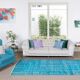 Handmade teal over-dyed rug vintage turkish carpet tek0571