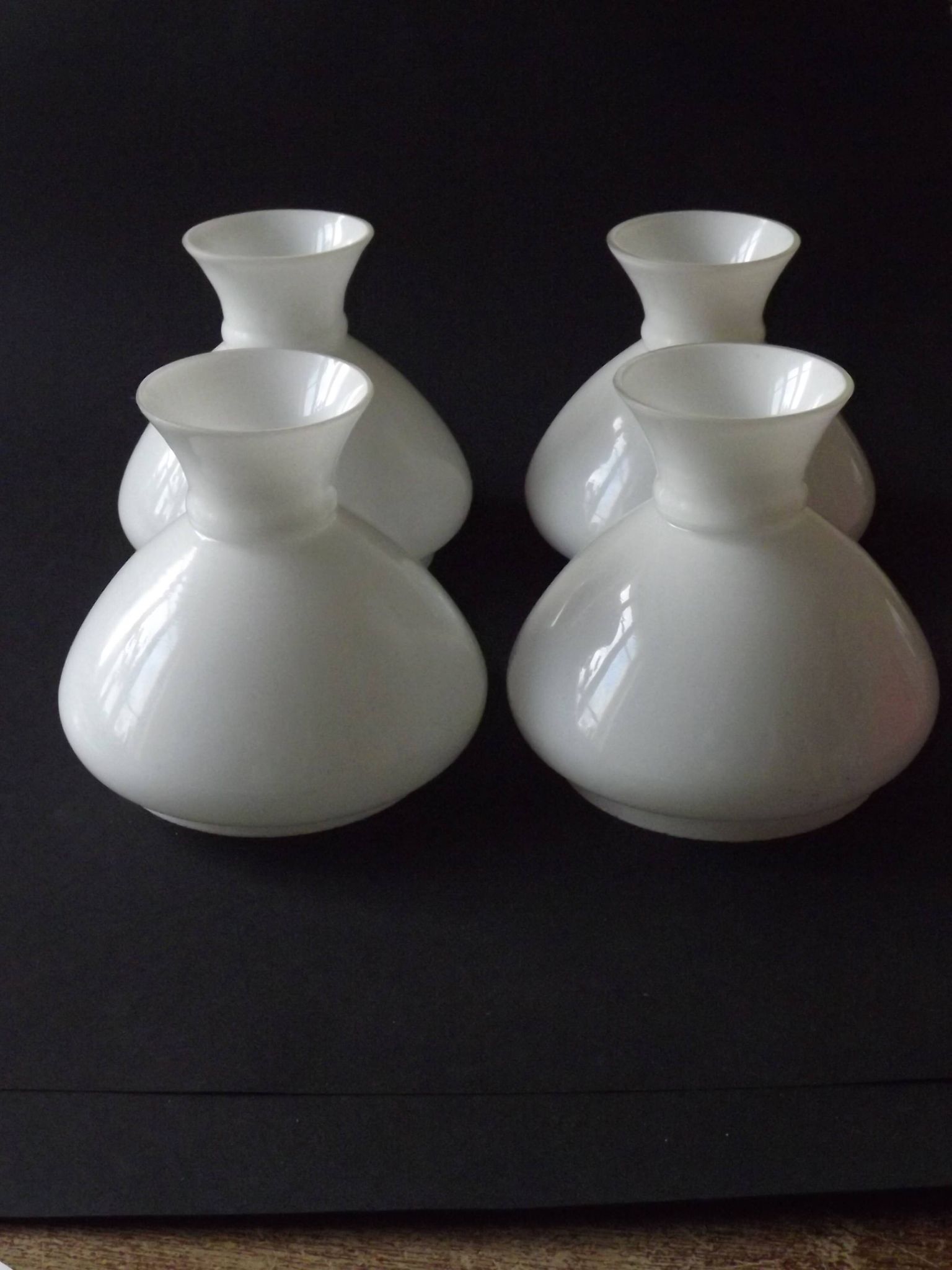 Set of 4 French Vintage White Opaline Glass Replacement Shade