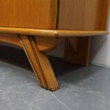 Vintage kaptafel met drieluik spiegel eiken