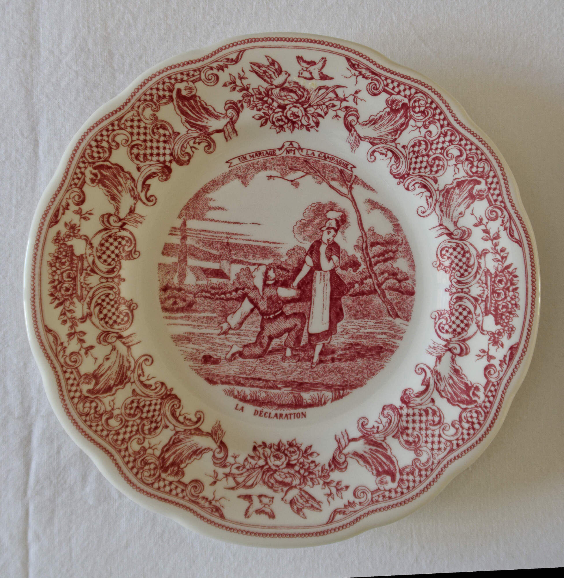 Lot 6 plates with dessert Gien "wedding in the countryside"