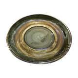 Plate presentation or flat glazed stoneware spiral pattern