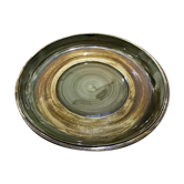 Plate presentation or flat glazed stoneware spiral pattern