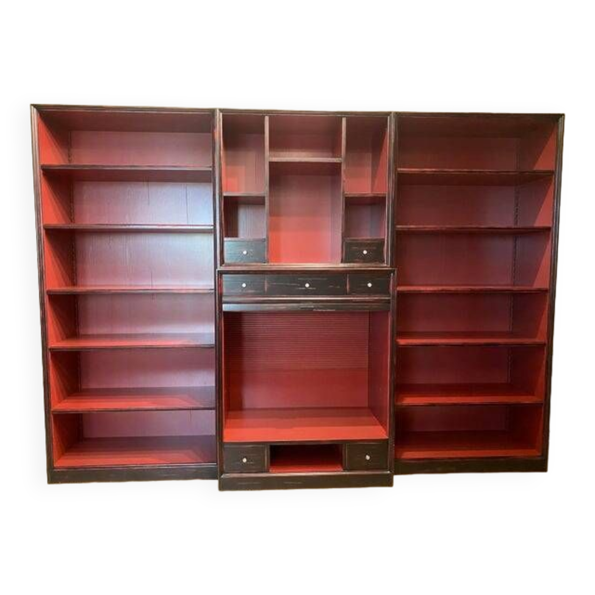 1980s classic bookcase of high italian craftsmanship from the 80s with tv shelf or bar