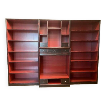 1980s classic bookcase of high italian craftsmanship from the 80s with tv shelf or bar
