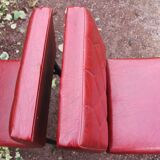 Série de 4 chaises rouges en skaï années 50