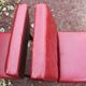 Série de 4 chaises rouges en skaï années 50