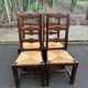 4 dining chairs, solid wood, straw, farmhouse style, dark oak, 20th century, 110cm