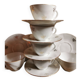 Vintage porcelain cups, white & gold