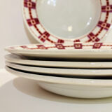 5 hollow plates in burgundy and red earthenware Stuart mill ds loups