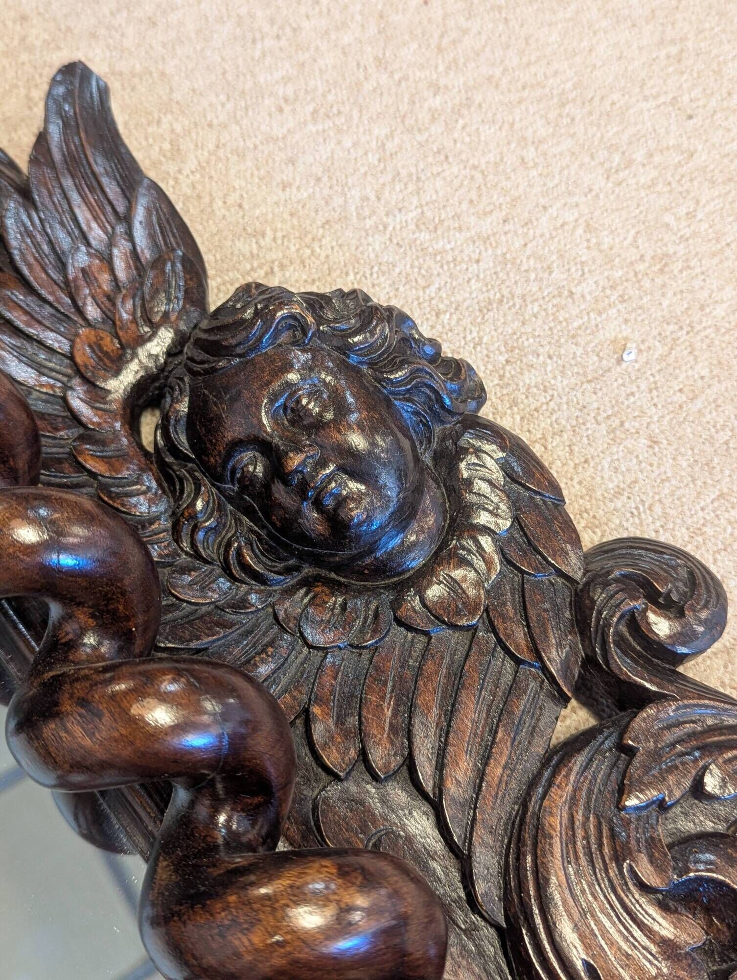 Large Flemish neo-Renaissance wall mirror in carved wood – late 19th century