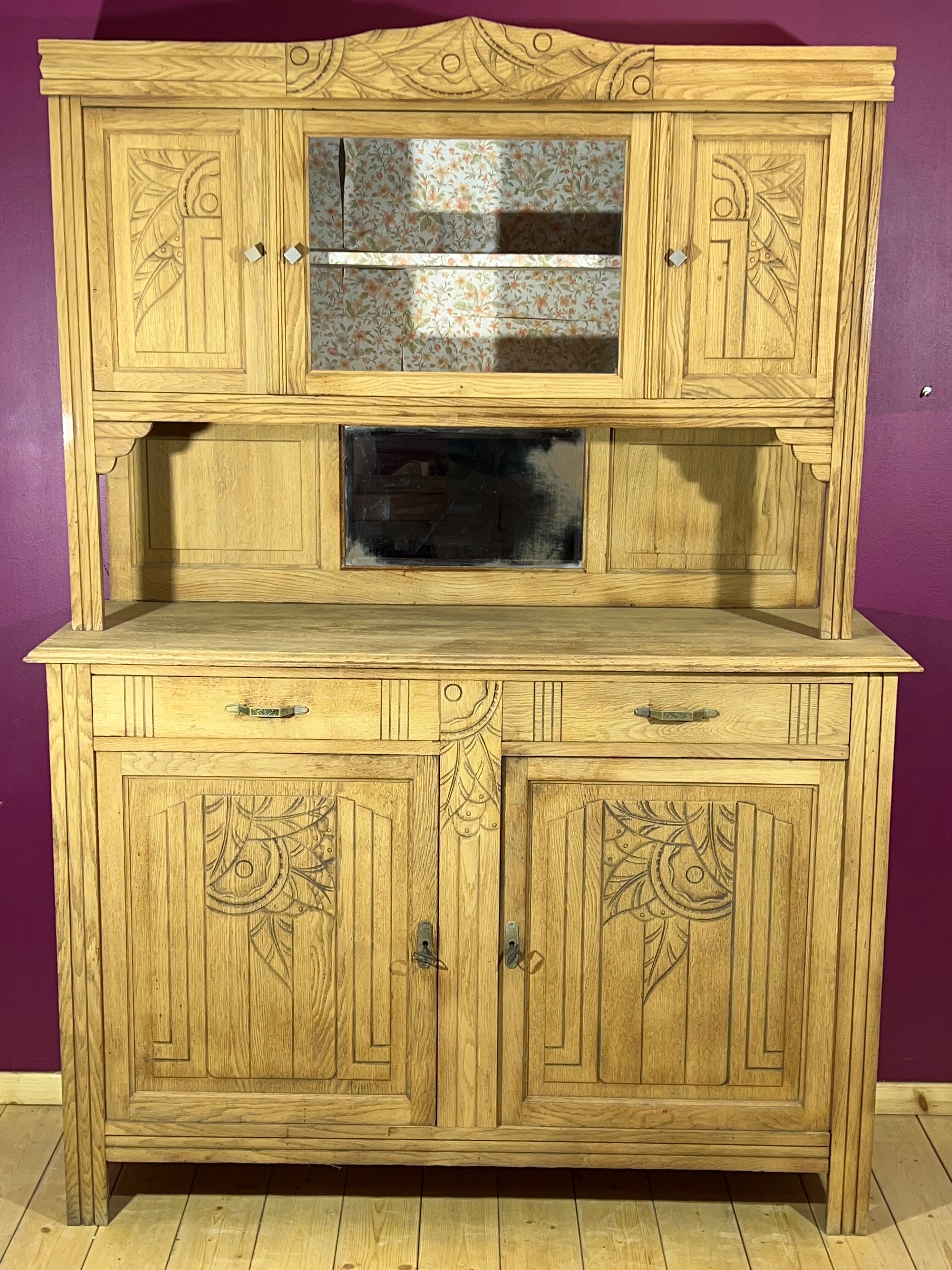 Buffet cupboard in oak brut art deco 1940-50