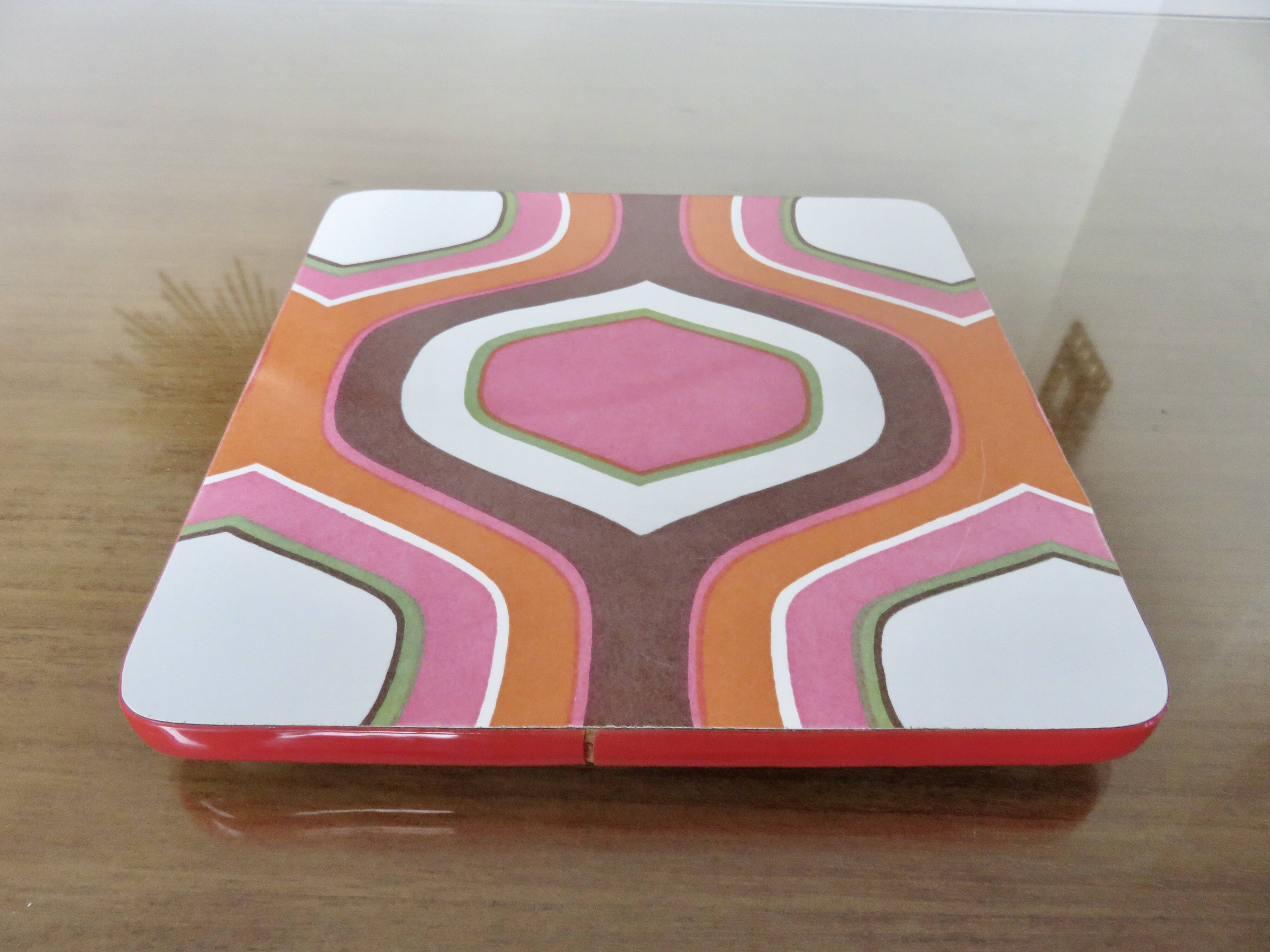 Formica trivet with psychedelic pattern 1970