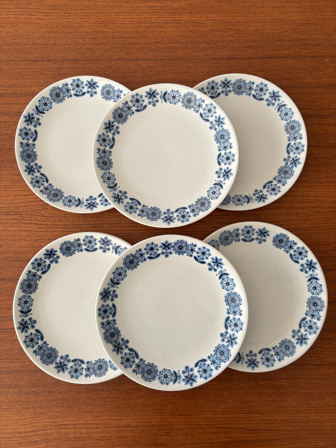 Set of 6 dessert plates Lunéville Blue Flowers – Vintage crockery