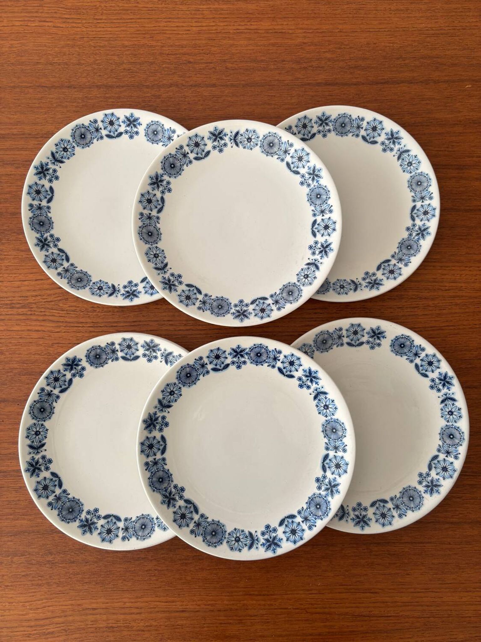 Set of 6 dessert plates Lunéville Blue Flowers – Vintage crockery