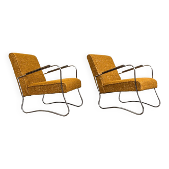 Paire de fauteuils orange vintage de Fabryka Mebli Wschód Zadziele, 1950