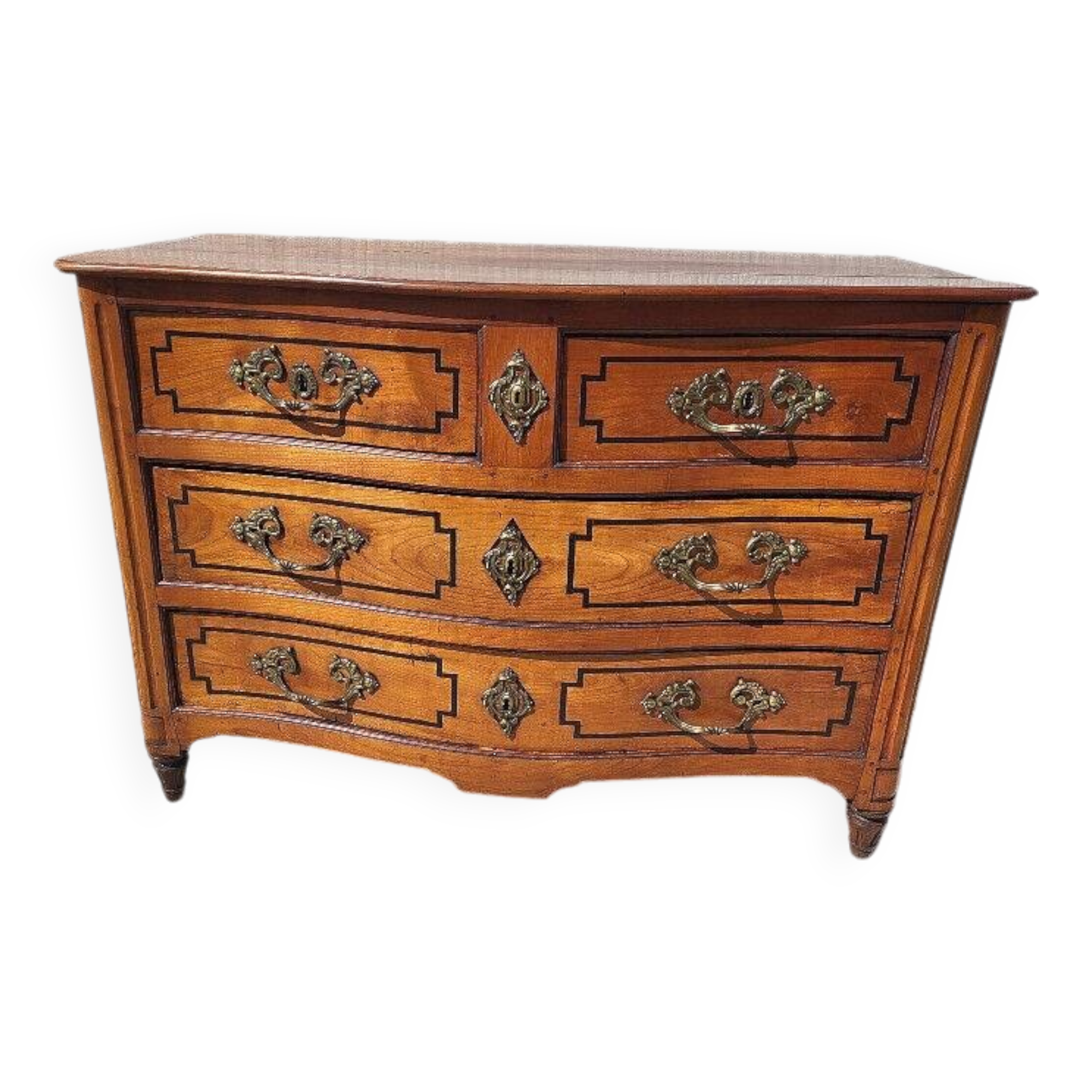 Transition louis xv louis xvi chest of drawers in cherry wood 4 drawers from the 18th century