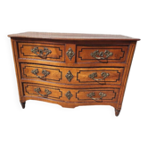 Transition louis xv louis xvi chest of drawers in cherry wood 4 drawers from the 18th century