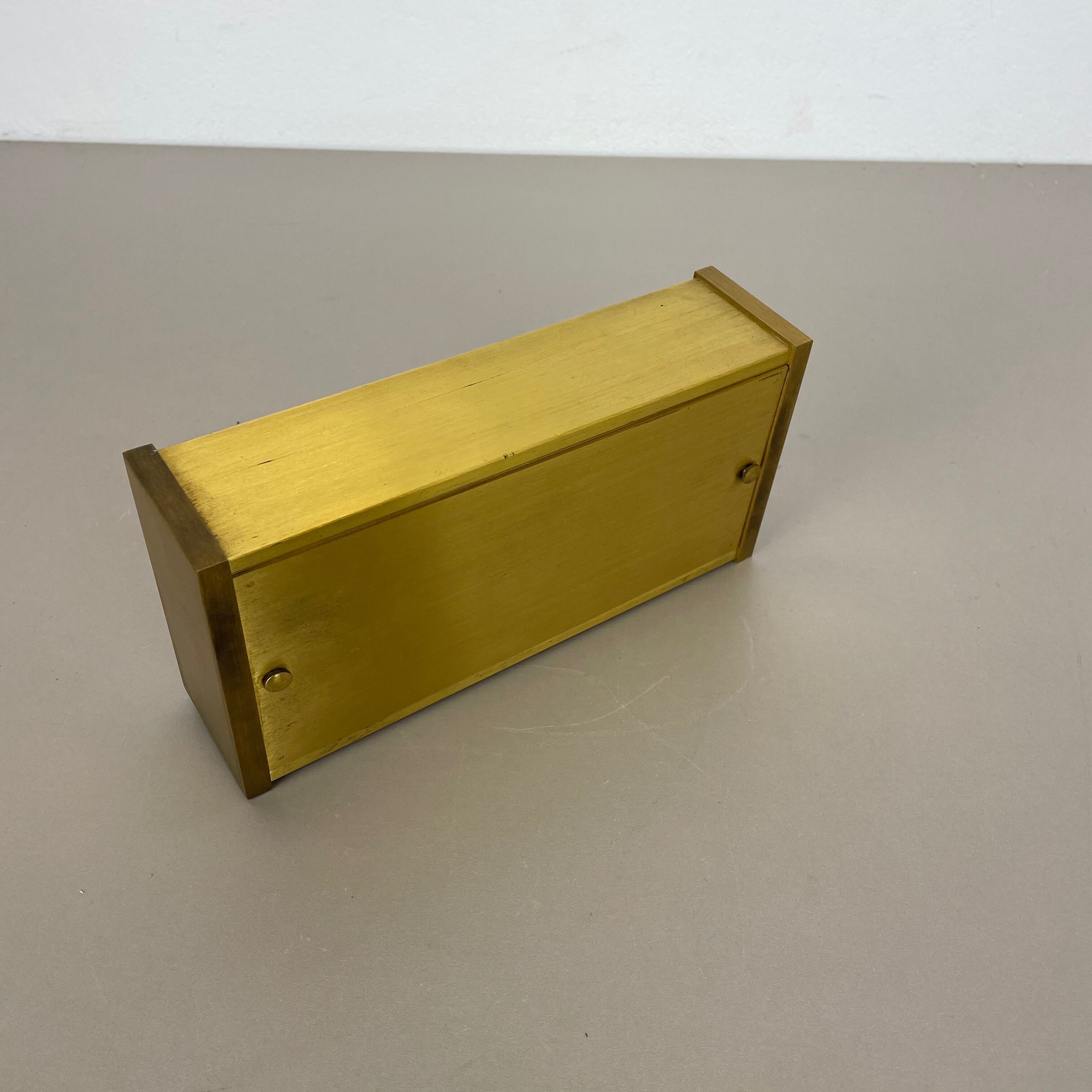 Vintage 1960s solid brass table clock Hollywood Regency Dugena, Switzerland