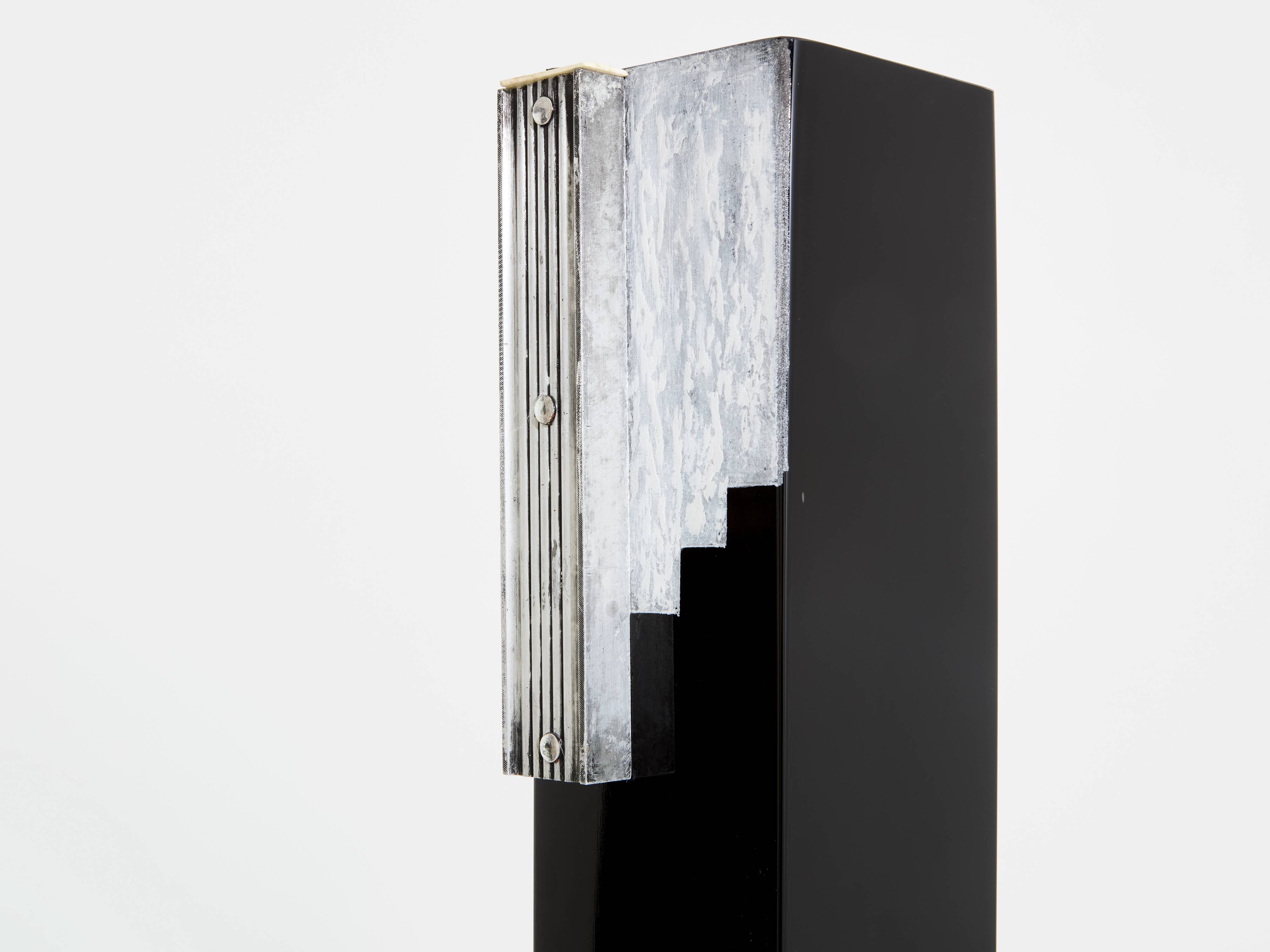 Art Deco vase in black and white opaline glass Anatole Riecke 1939