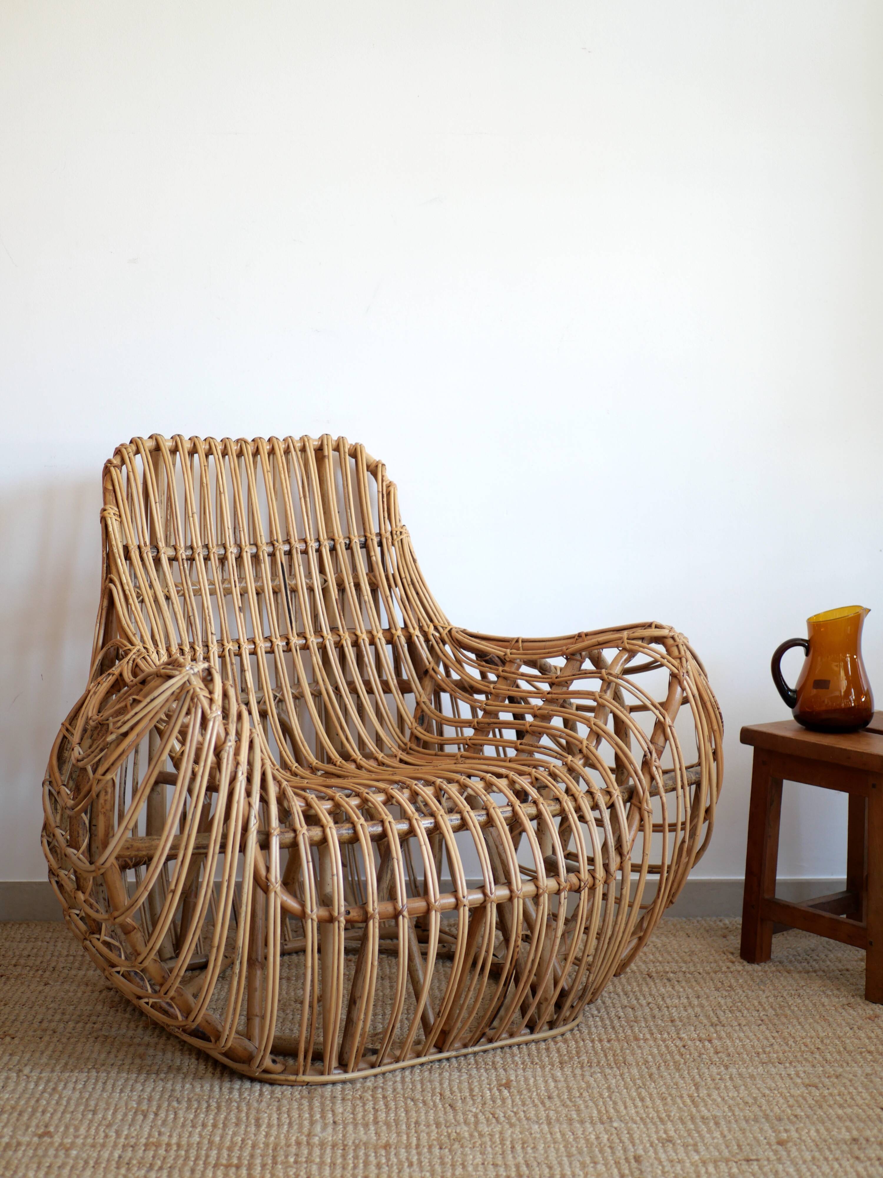 Designer rattan armchair
