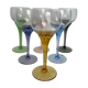 6 verres à vin en verre de couleur