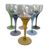 6 coloured glass wine glasses