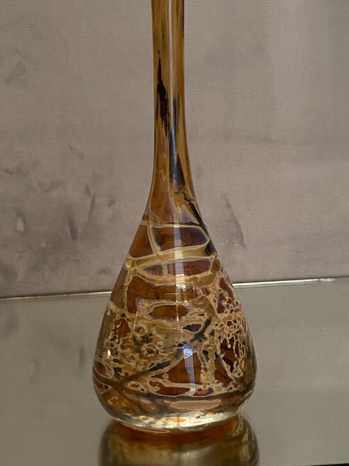Soliflore vase in tinted glass with marbled decoration Murano Venice