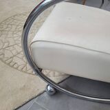 Sofa and armchair with chrome tubular structure modernist style