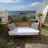 Baby cot in oak and caework