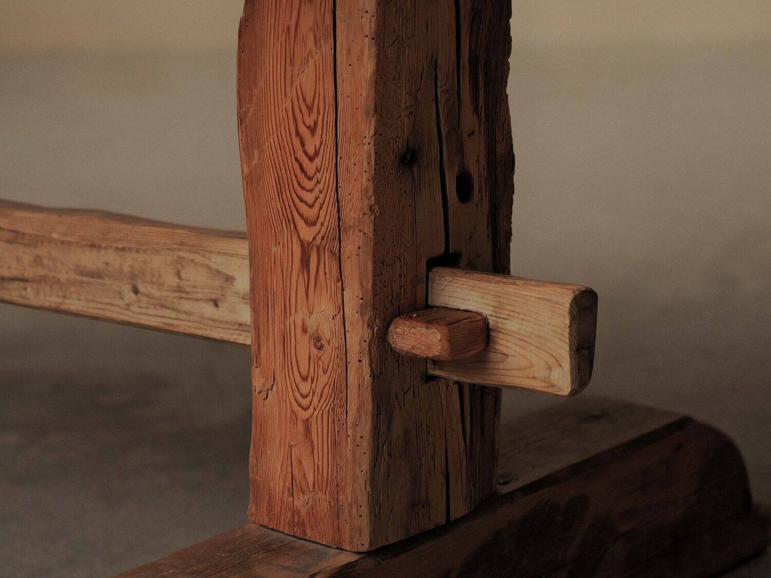 Solid pine dining table – Handcrafted, around 1970