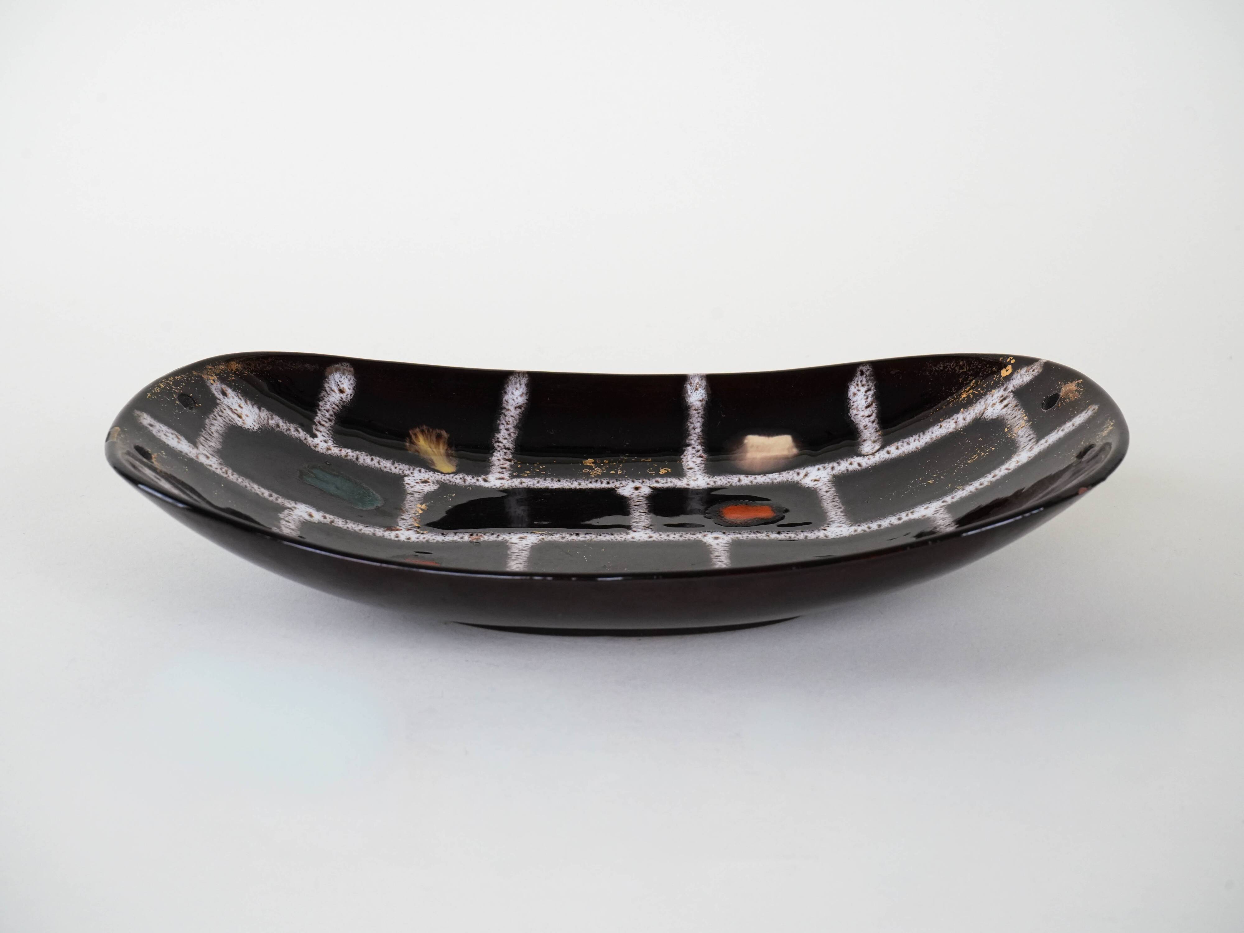 Plat en céramique, design allemand, années 1960, fabriqué en Allemagne de l'Ouest.