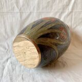 Vintage brass vase with cloisonné enamel floral decoration