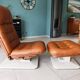 Vintage Lounge Chair & Ottoman "Origlia" – Tawny Leather & Pirelli Straps