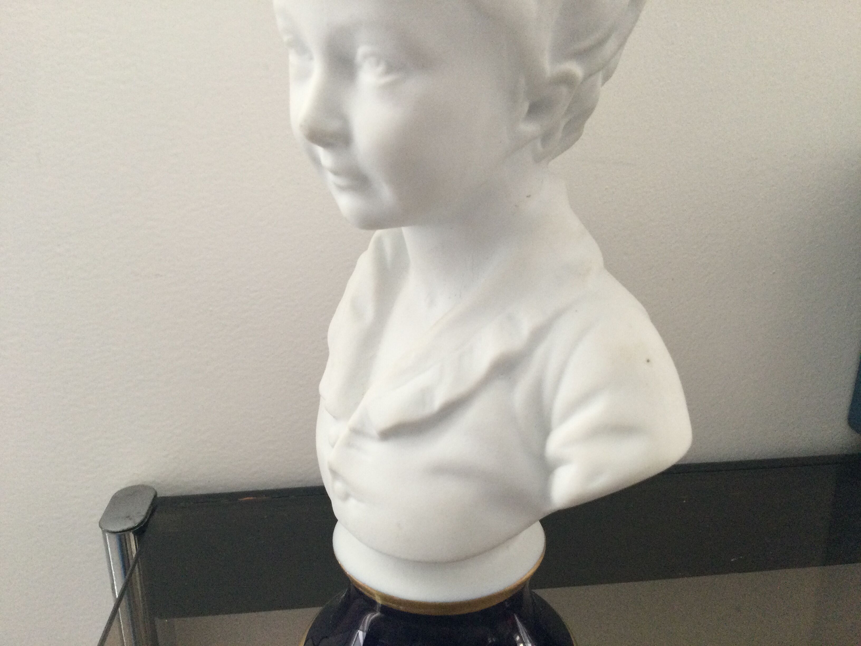 Bust after Houdon signed Tharaud Limoges